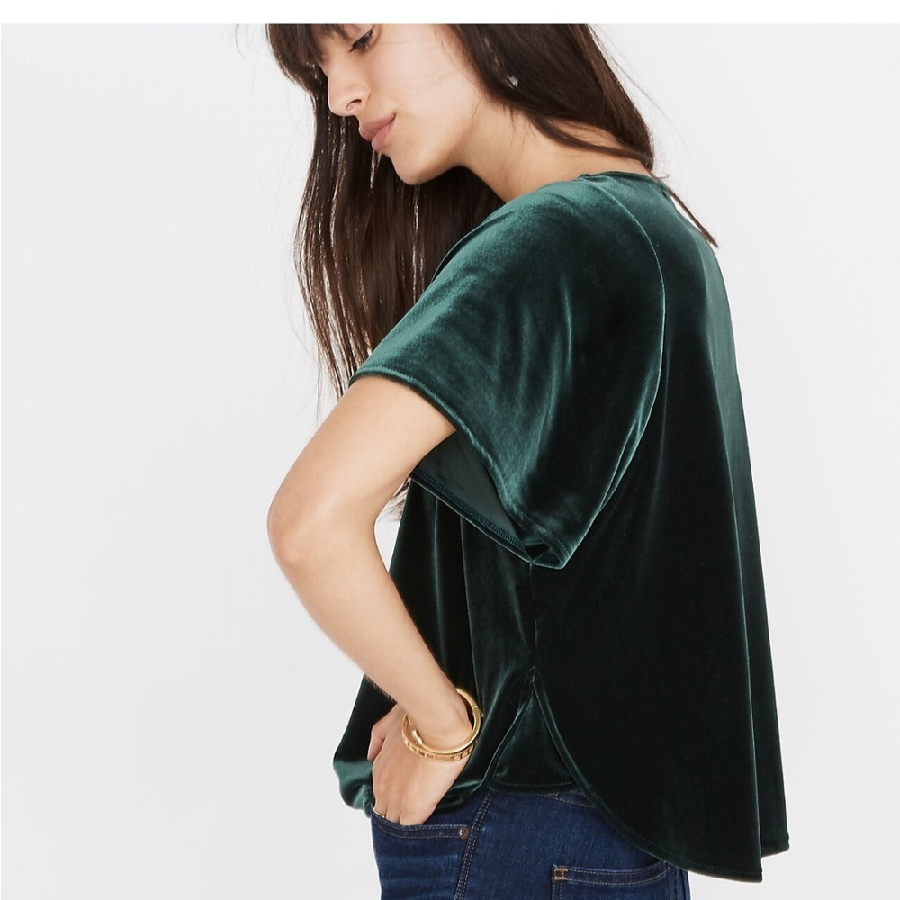 Madewell navy blue velvet butterfly‎ top